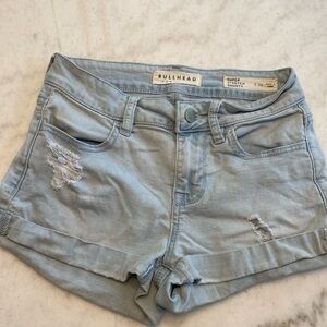Bullhead Denim Distressed Super Stretch Shorty Shorts